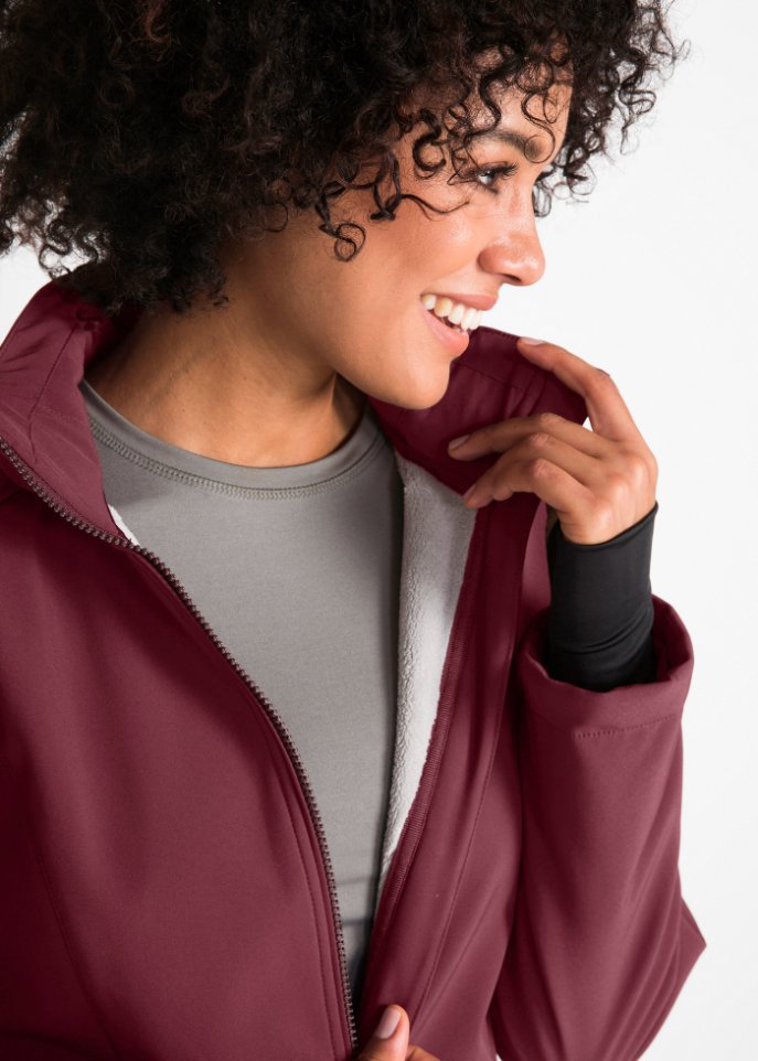 Funktions-Softshell-Longjacke mit Teddyfleece