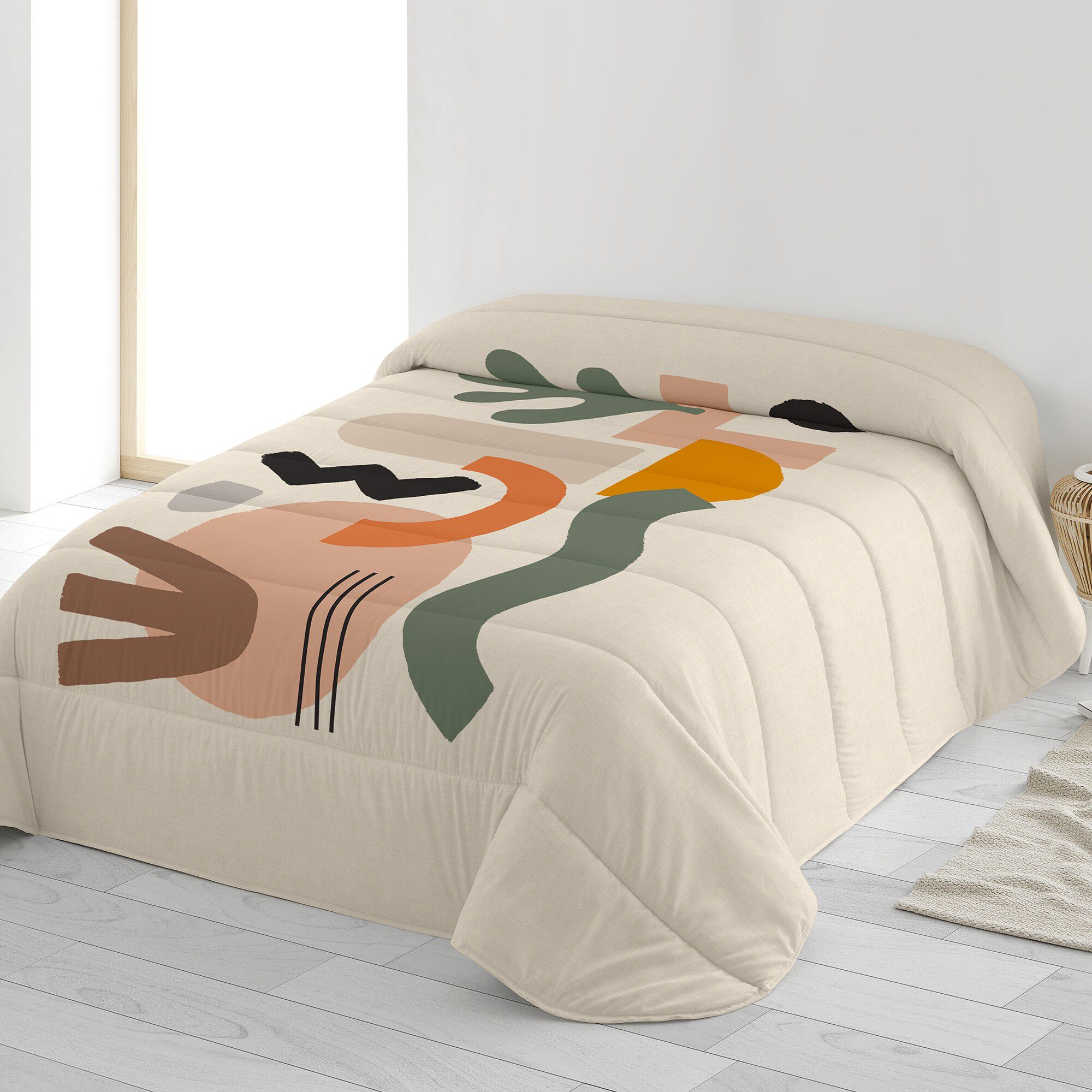 Couette microfibre imprimée formes abstraites 200 g/m²