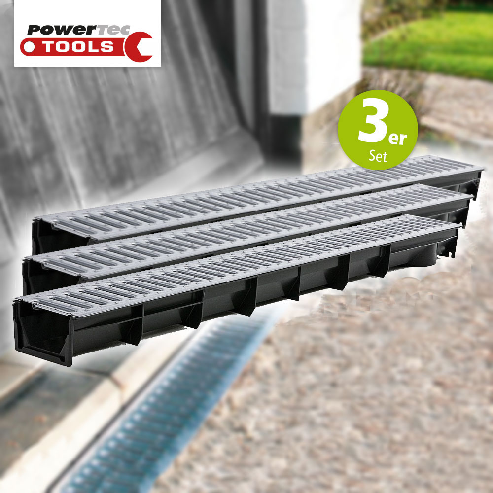 Powertec Tools Entwässerungsrinnen 3er-Set