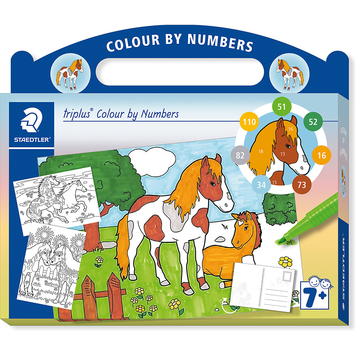 Malset triplus Colour by Numbers Pferde, inkl. Stifte, 13-tlg.
