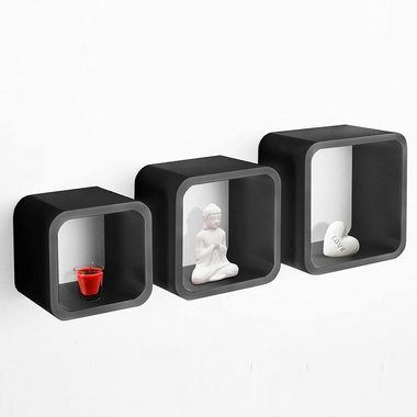 Floordirekt Wandregal Cambridge, Dekoregal in 4 Farben, Wandregal, ideal im Wohnzimmer, 3-teilig, Cube Regal