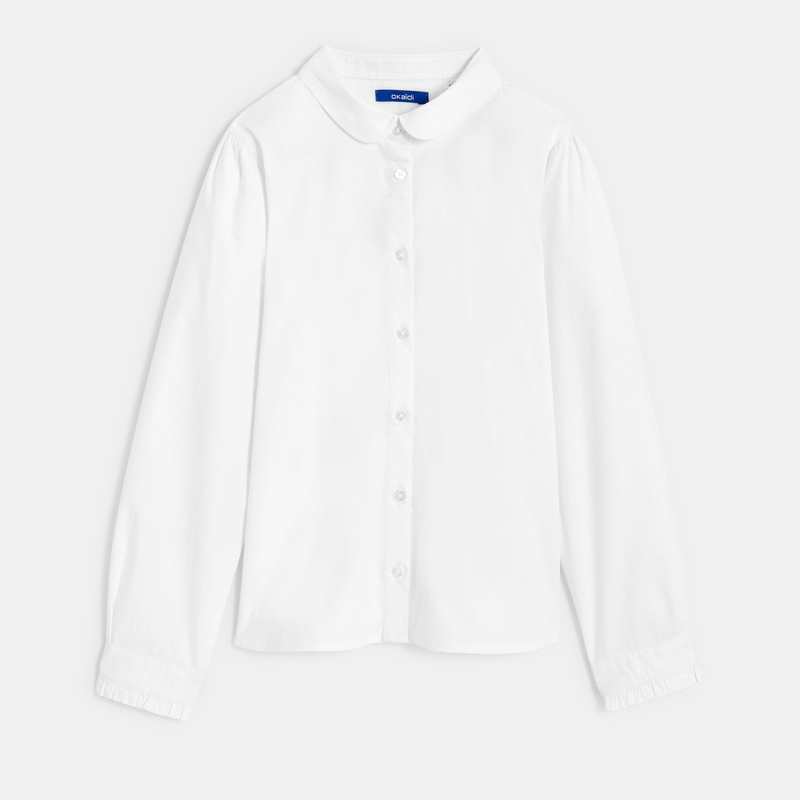 Chemise unie col Claudine blanche fille