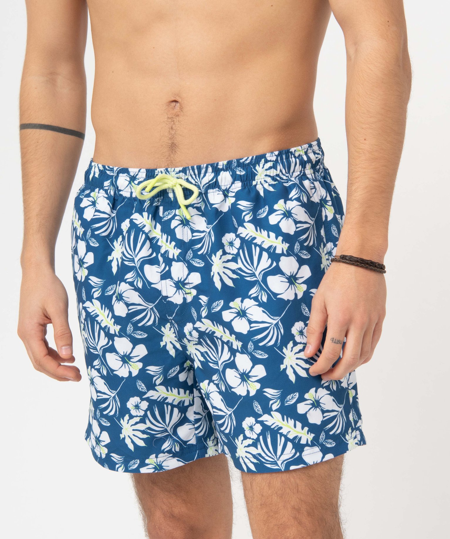Short de bain homme à motif tropical bleu | GEMO