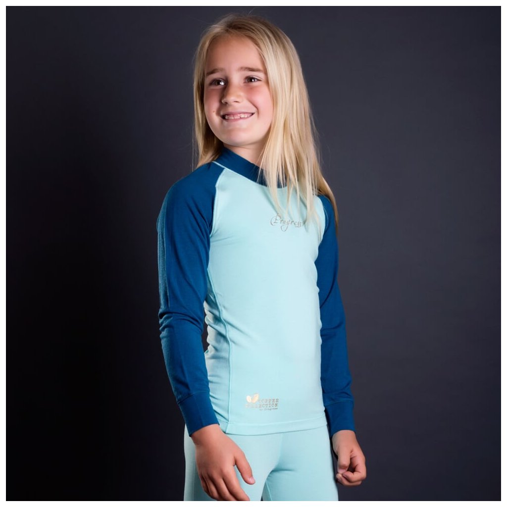 Progress CC NDRD Kinder Langarm-Thermoshirt Petrol/Mint