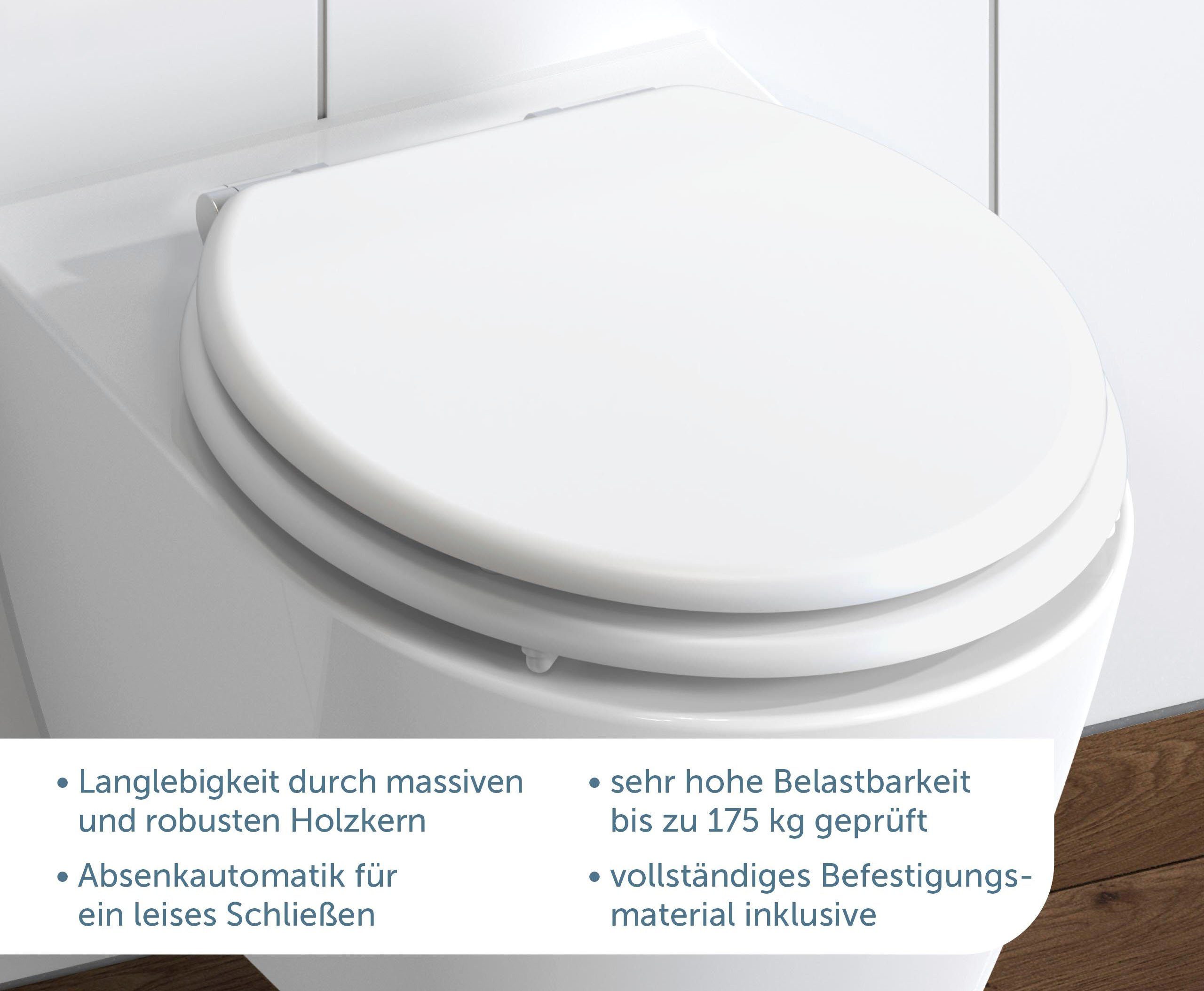 Schütte WC-Sitz WHITE, mit Absenkautomatik und Holzkern, max, Belastung der Klobrille 150 kg