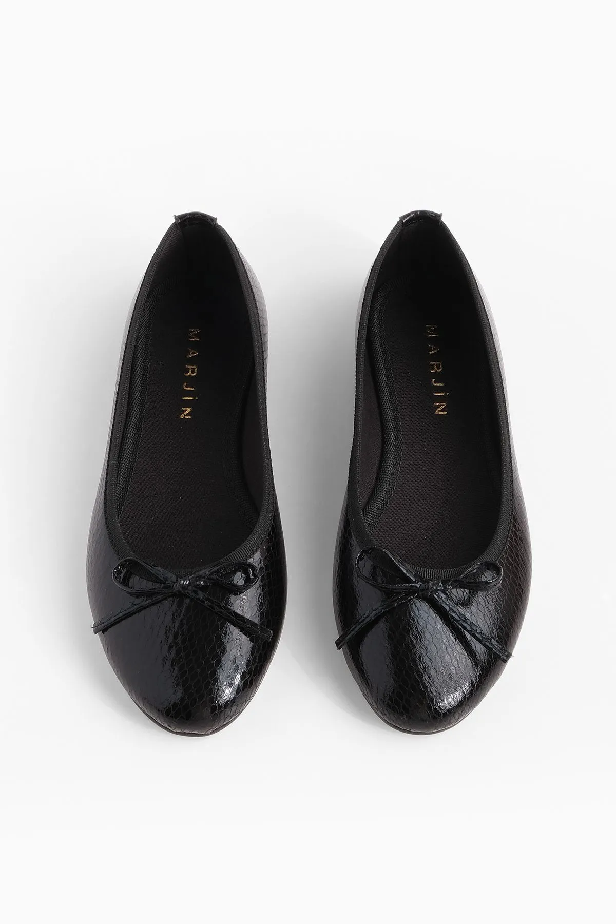 Marjin  Damen Ballerinas mit runder Spitze Adusa Black Snake