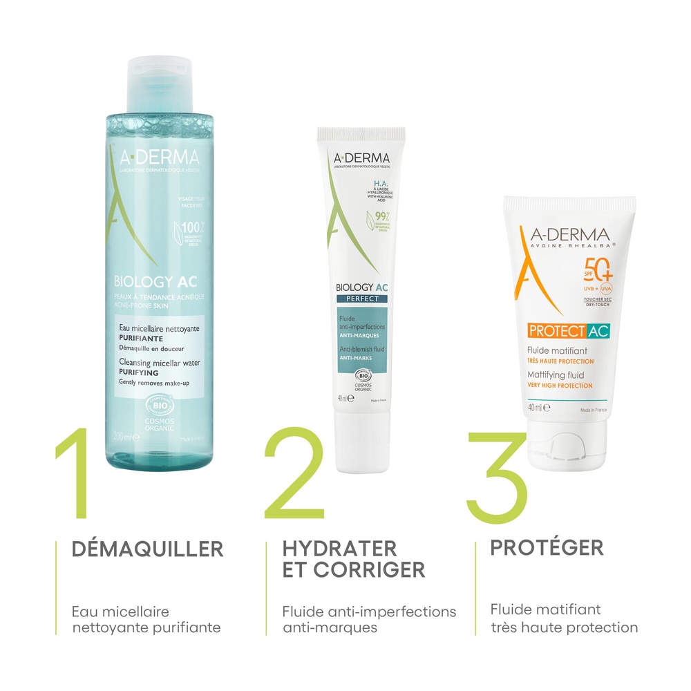 A-Derma Biology AC Eau micellaire purifiante bio  400 ml Eau micellaire