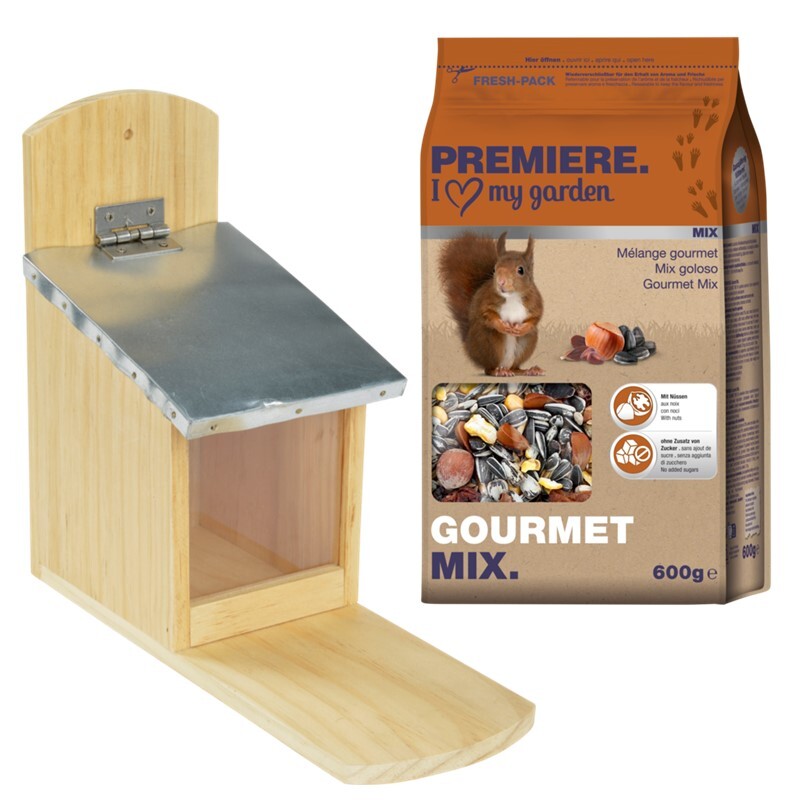 AniOne Eichhörnchen AniOne Eichhörnchen Futterspender mit PREMIERE Eichhörnchenfutter Gourmet Mix 600g