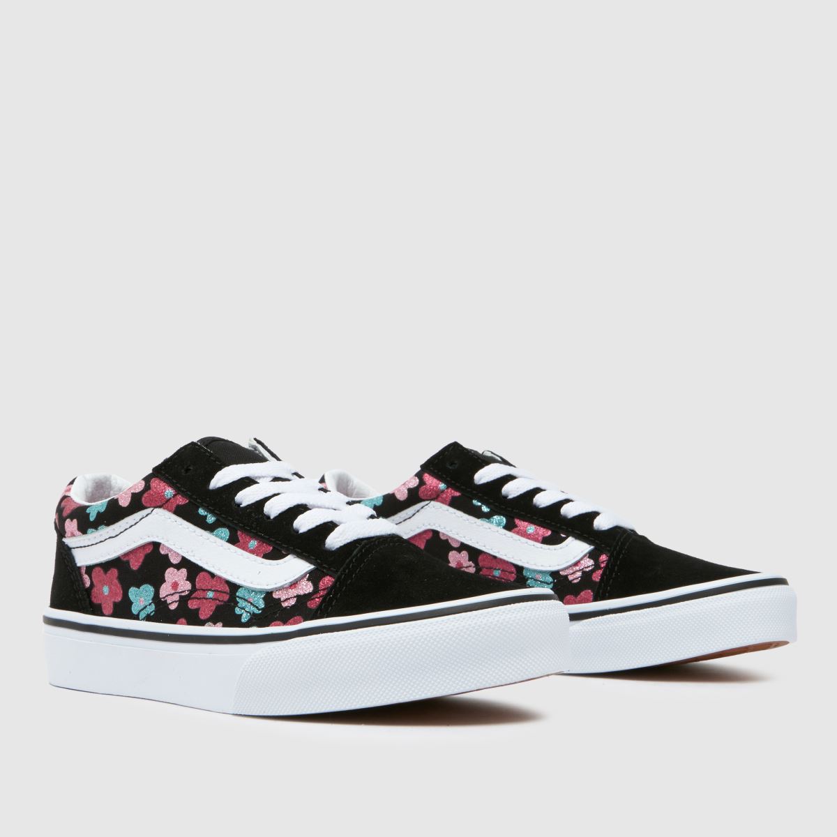 Vans svarta multifärgade old skool flickor junior träningsskor