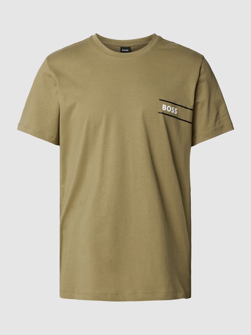 T-Shirt mit Label-Print in olivgrün
