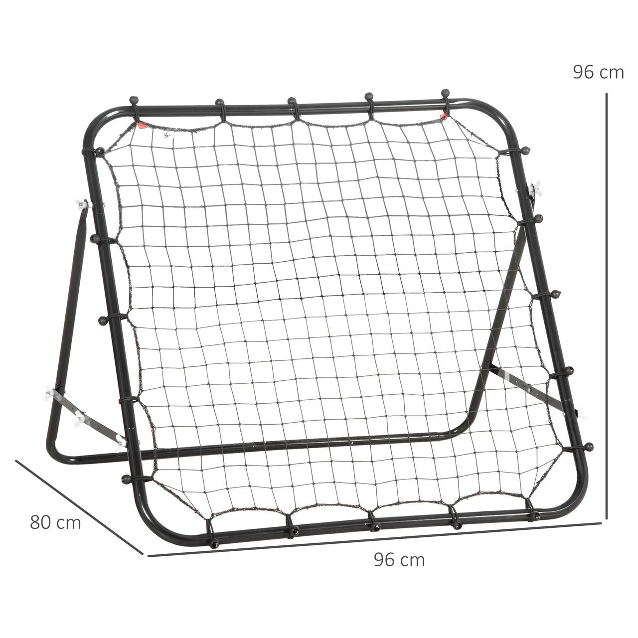 HOMCOM Fußball Rebounder Kickback Tor Rückprallwand Netz für Baseball Fußball Fußballtor für Training Verstellbarer Winkel Metallrohr PE Gewebe 96 x 80 x 96 cm Schwarz