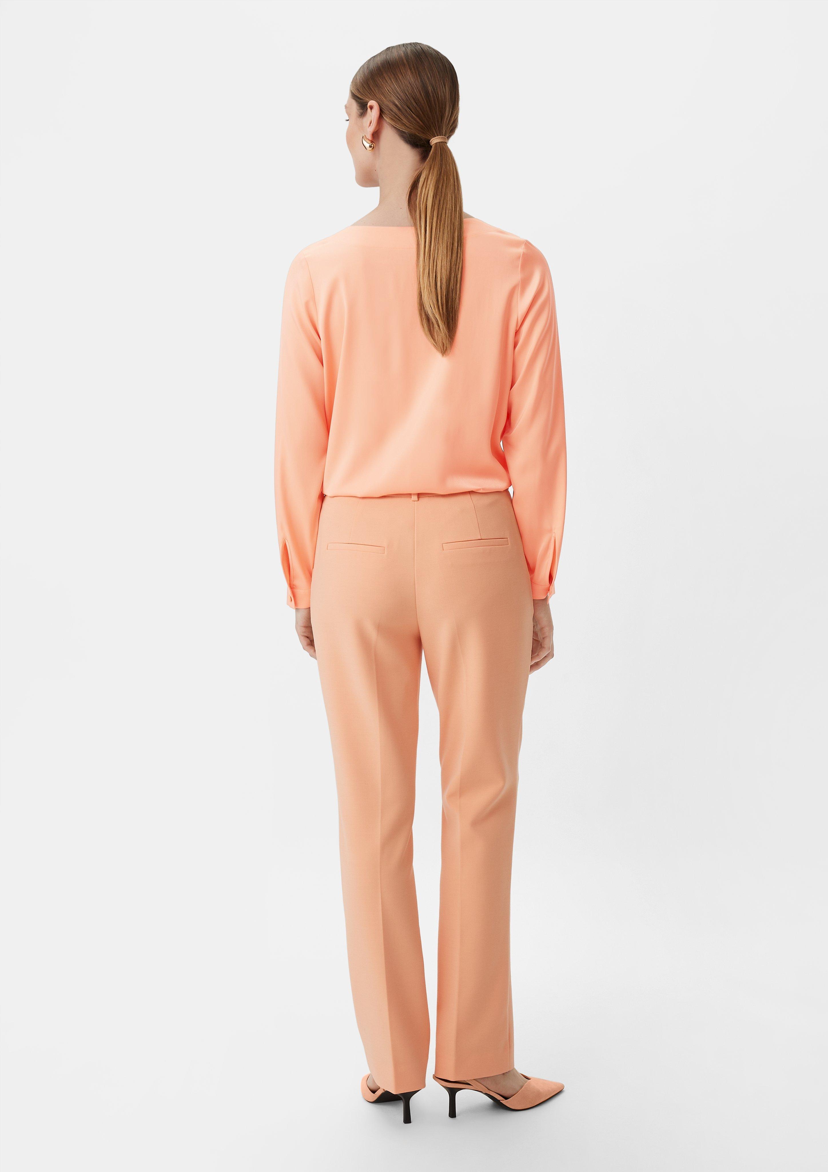 Satinbluse mit Tunika-Ausschnitt - papaya