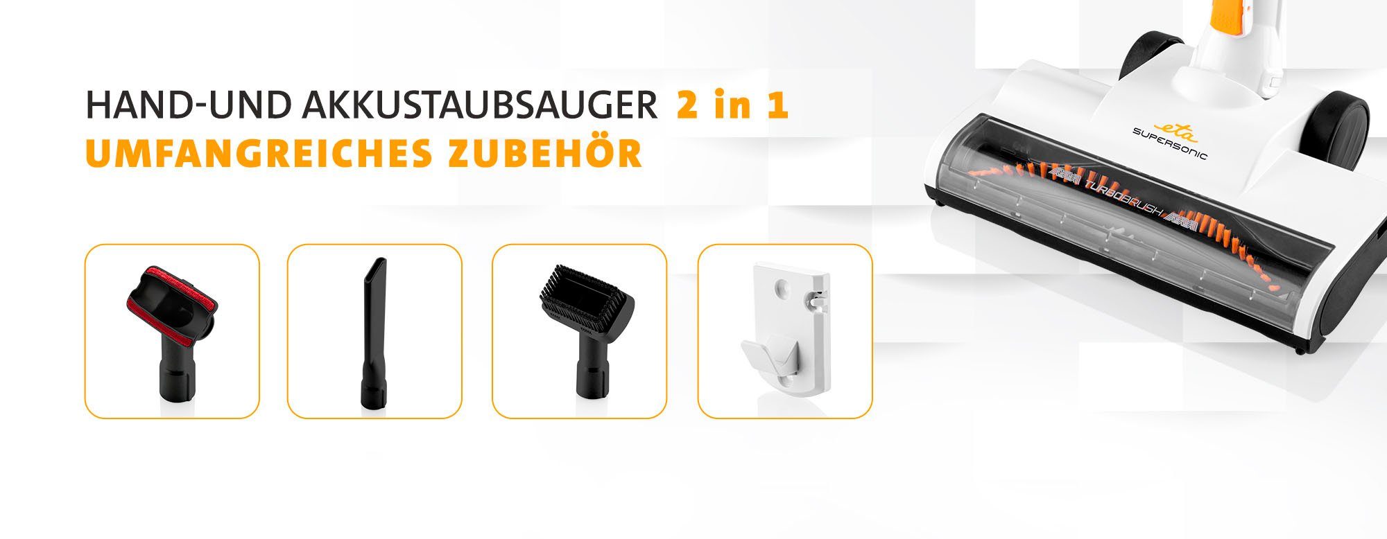 eta Akku-Stielstaubsauger SUPERSONIC ETA123190000, beutellos, 2 in 1, Li-ionen Akku 21,6V