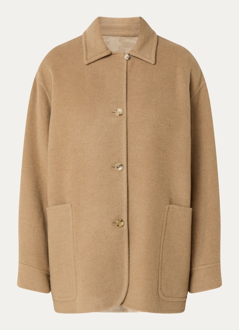 MaxMara Aldo reversible camel wool overshirt with patch pockets