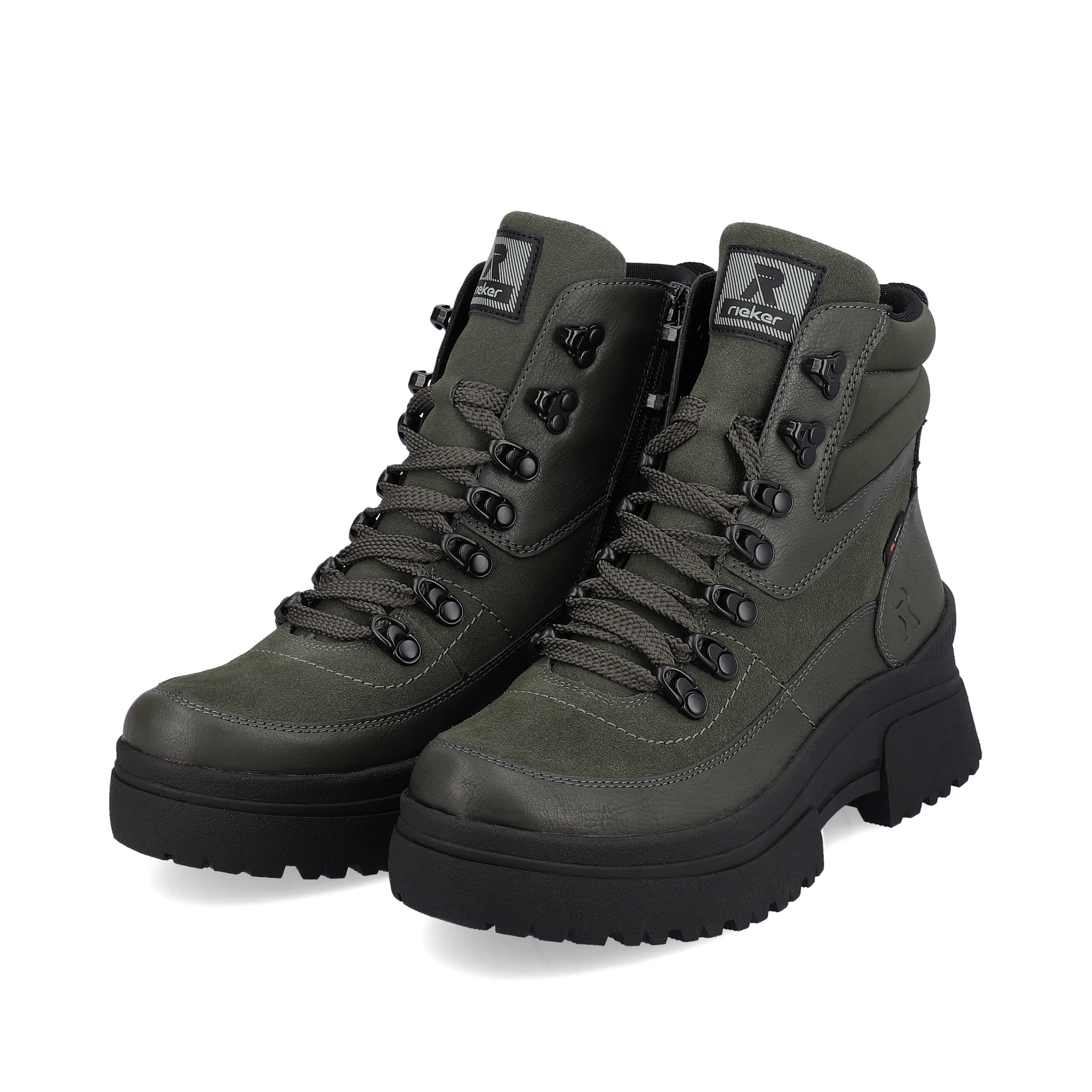 Rieker Damen Schnürstiefel army-green black