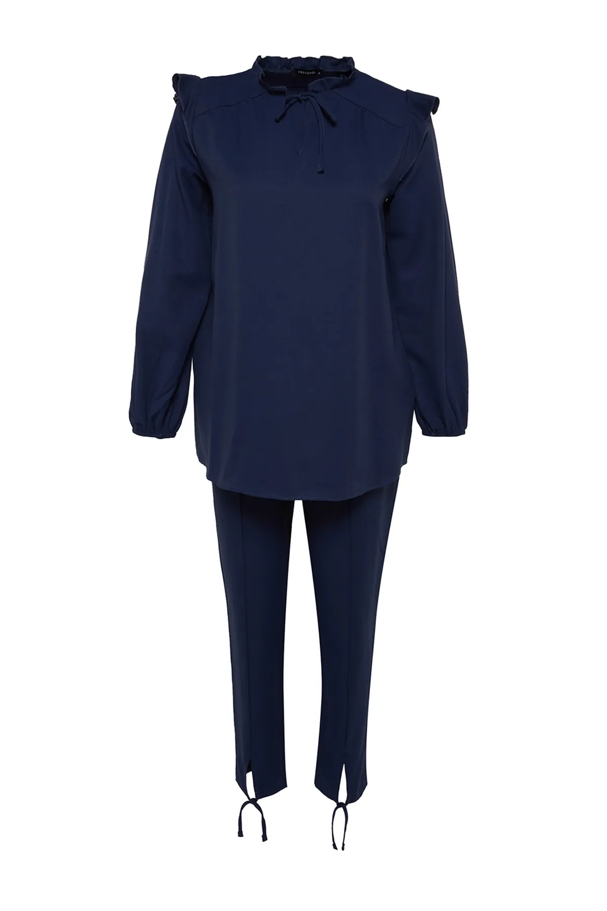Trendyol Modest  Marineblaues Tunika-Hosen-Set im Denim-Look TCTSS23US00058