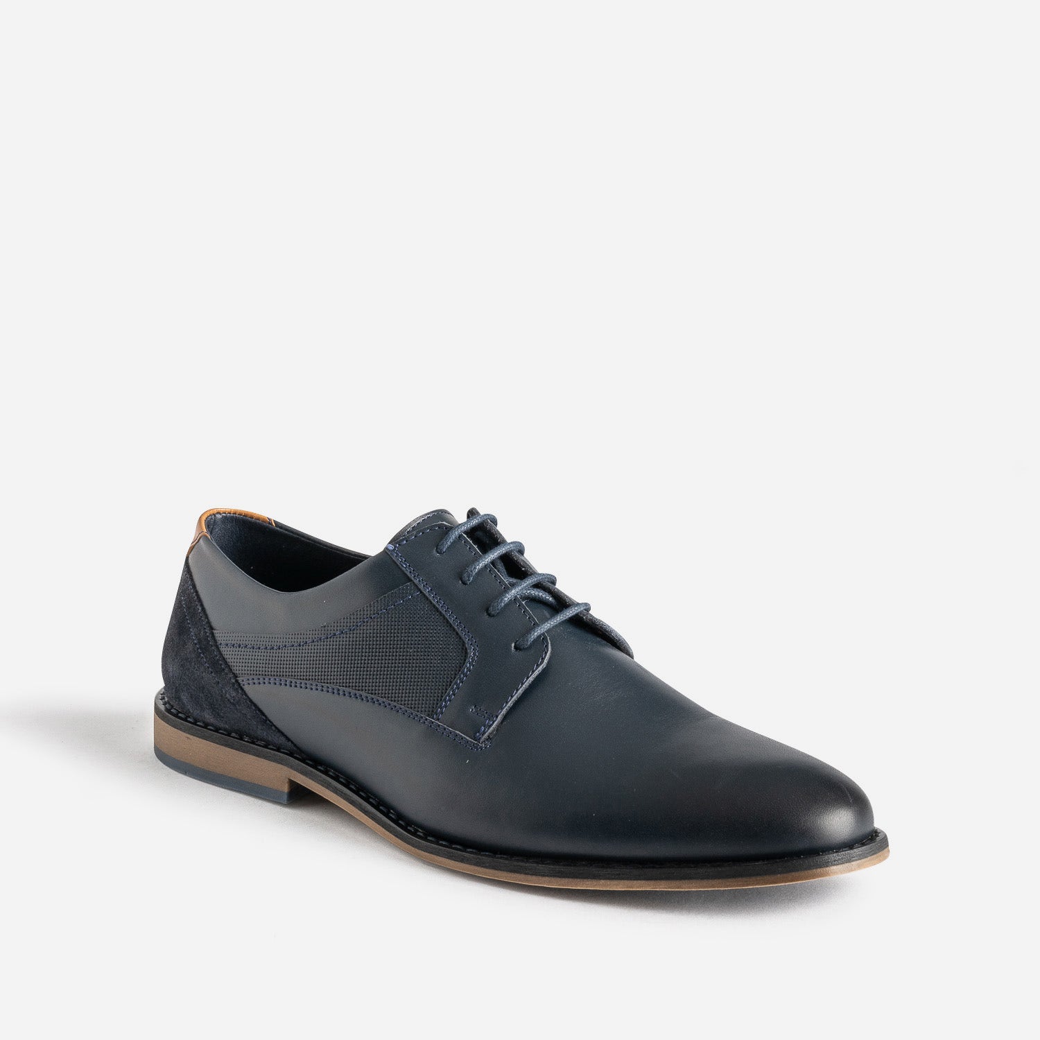 Derby éco-conçu marine cuir lacet marine