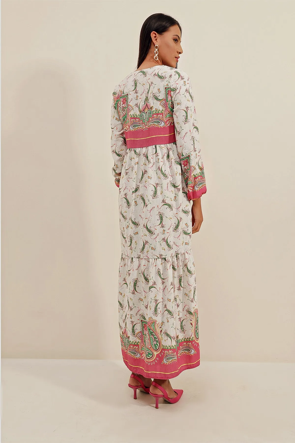 Bigdart  1947 Gemustertes langes Kleid – A.fuchsia