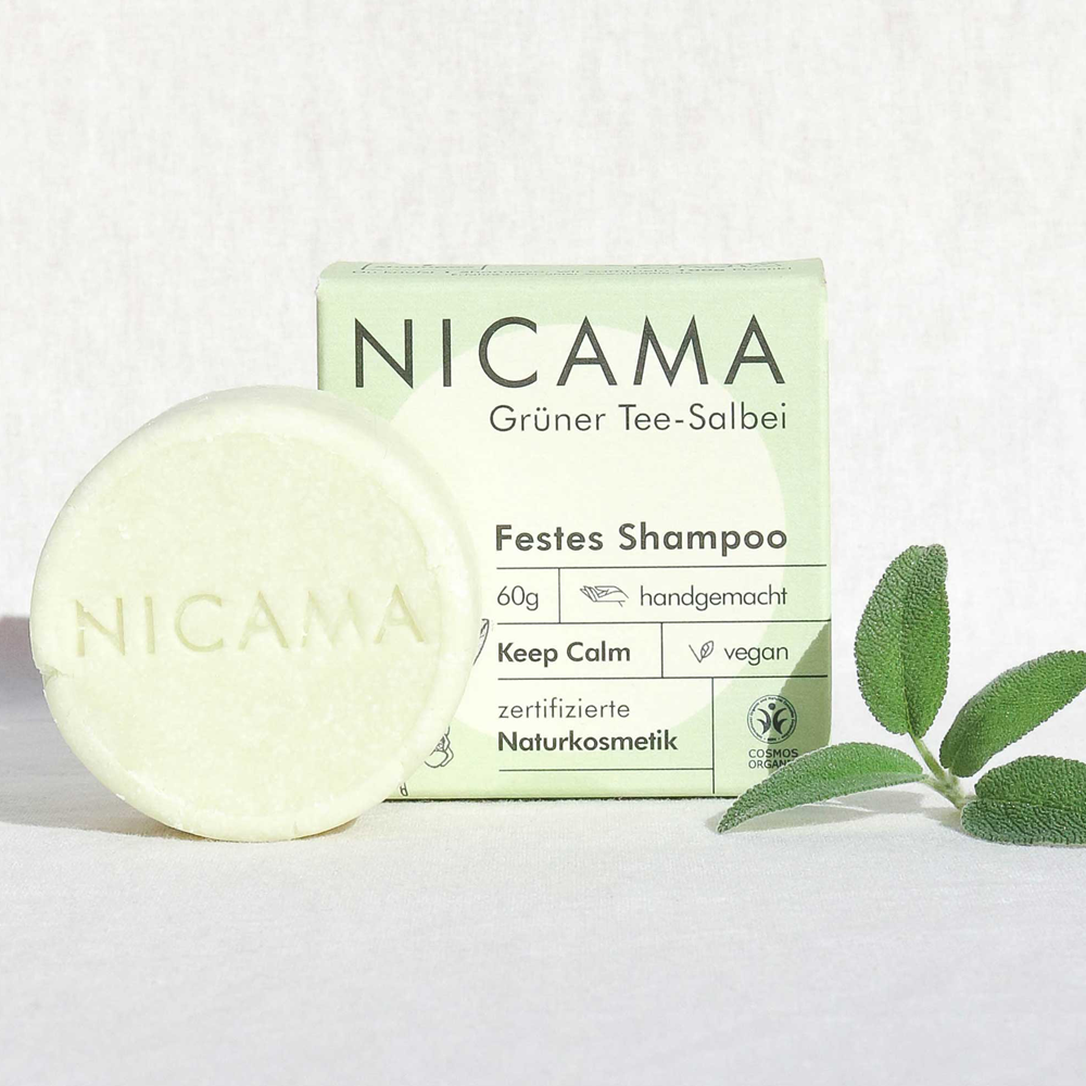 Nicama Festes Shampoo Grüner Tee-Salbei 60 g