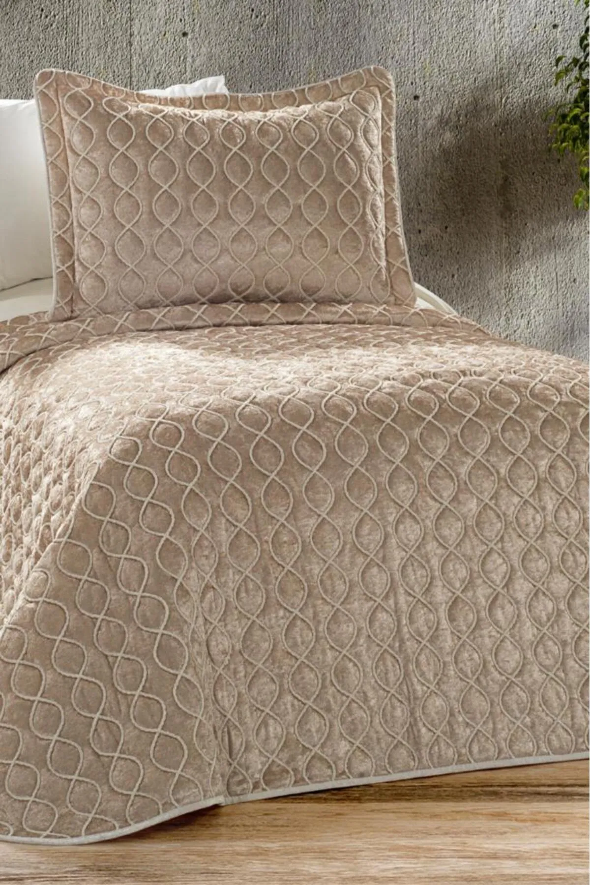 Çeyiz Diyarı  Brillance Tagesdecke für Einzelbett, Cappucino
