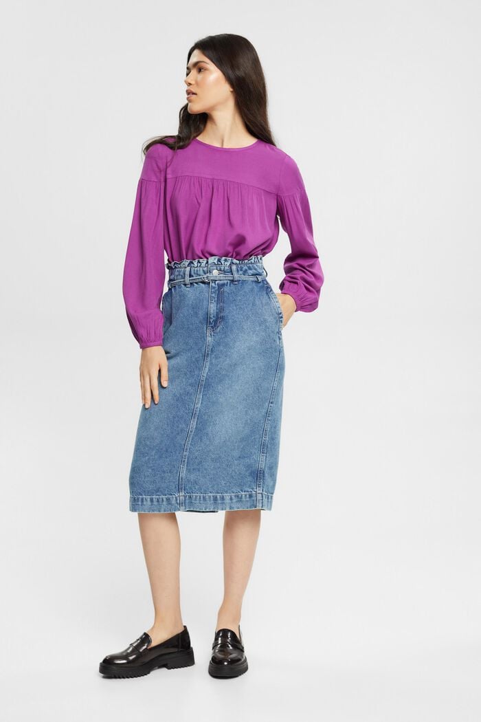 Bluse mit Einsatz, LENZING™ ECOVERO™