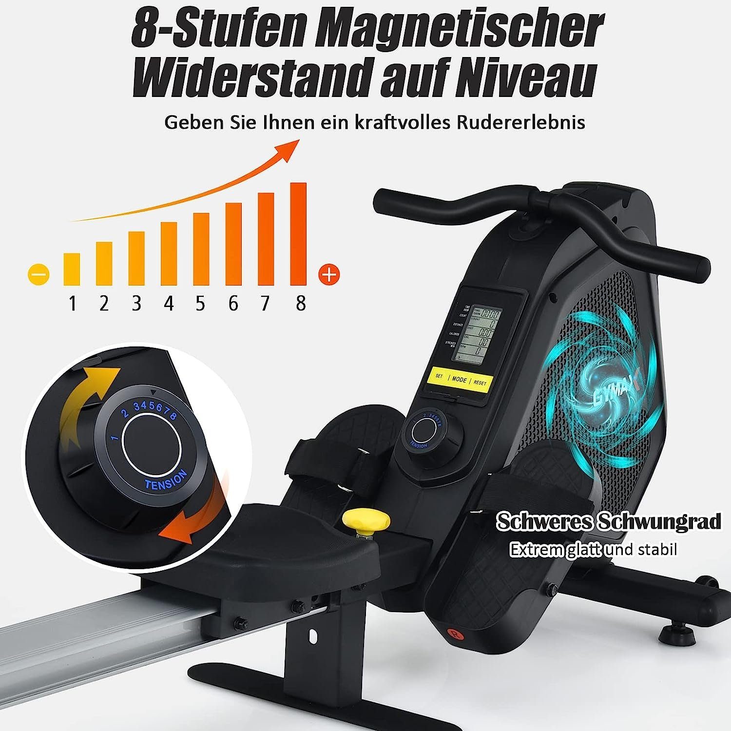 KOMFOTTEU Rudermaschine faltbarer Ruderer, mit LCD-Display