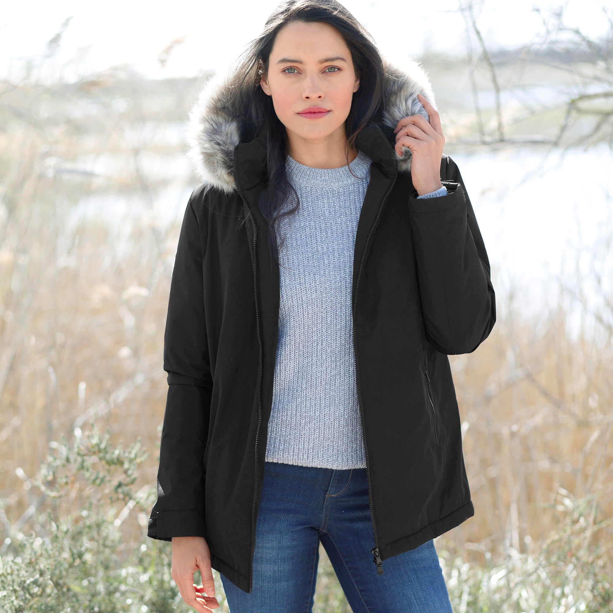 Parka imperméable zippée capuche