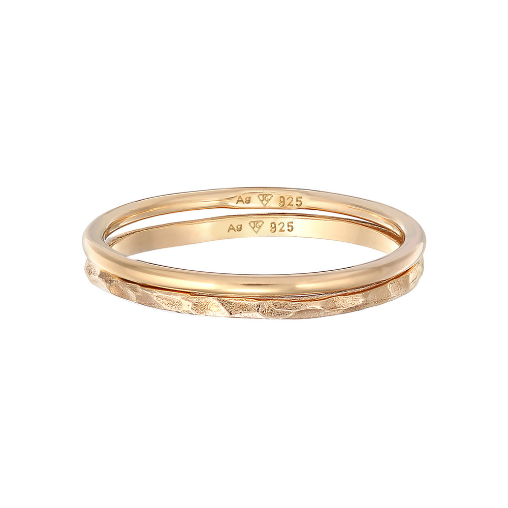 Elli Elli Bague Femmes Bande Set de 2 Pile en argent sterling 925 Bague