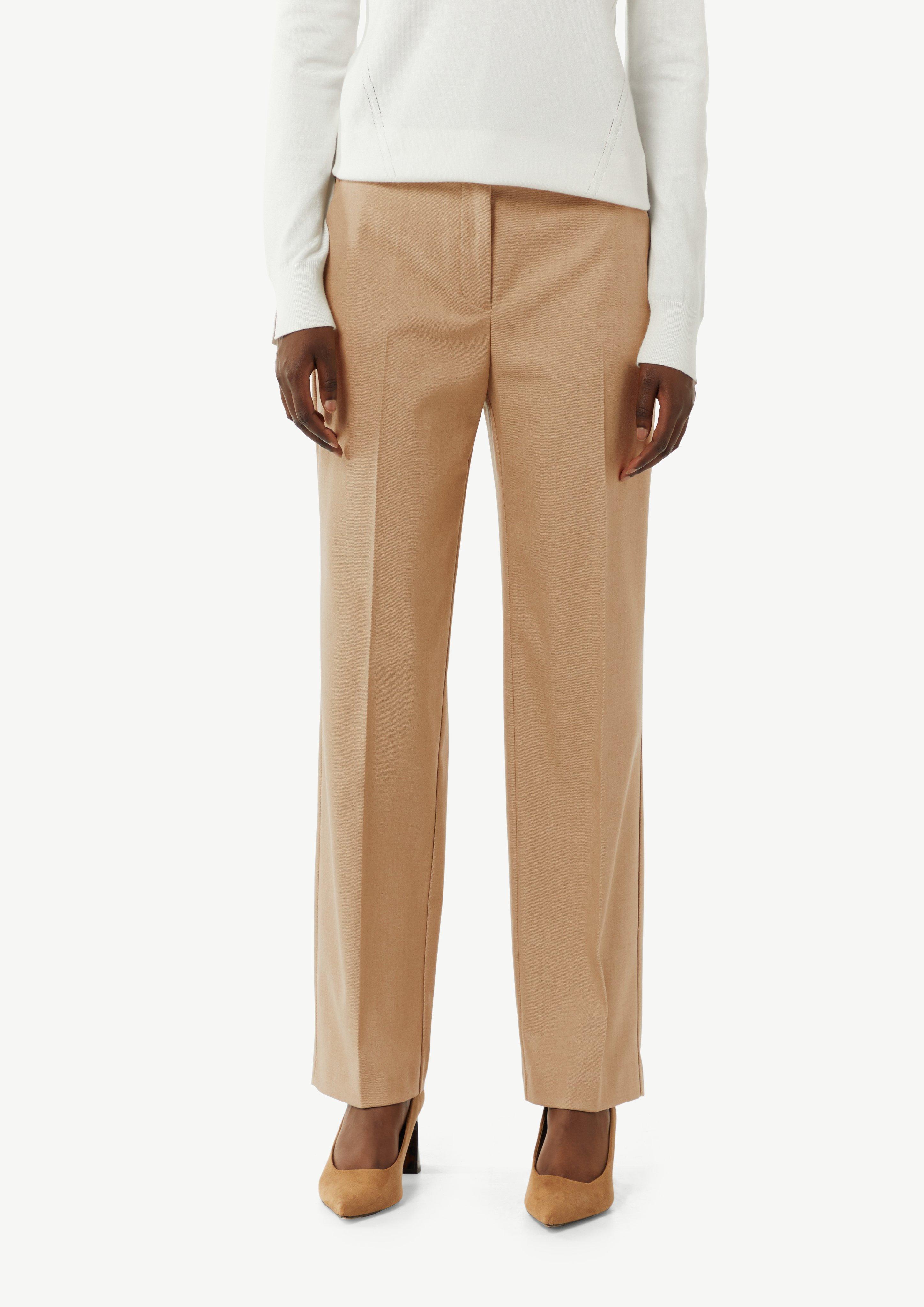 Business-Hose mit Straight Leg und Twillstruktur - sandfarben