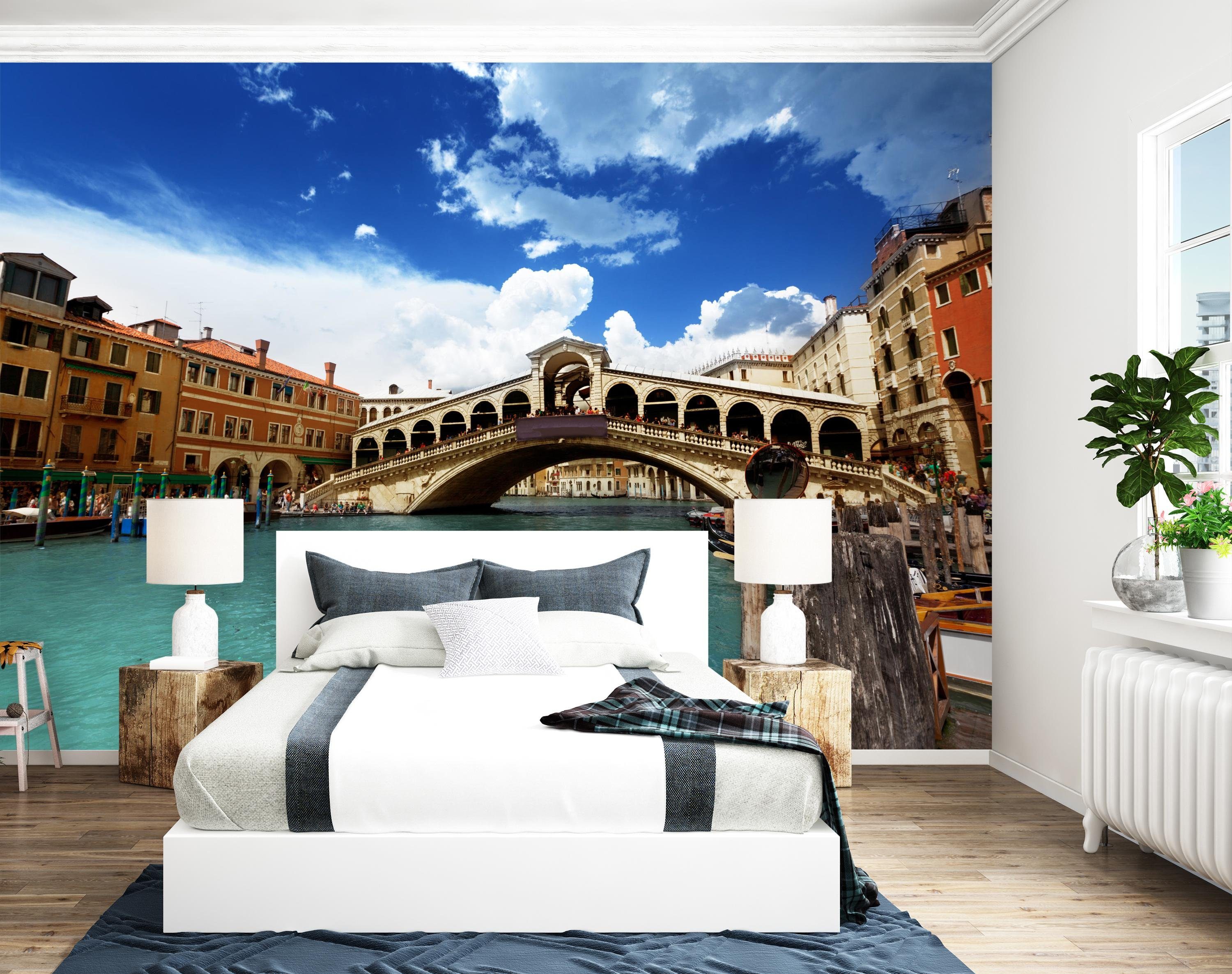 wandmotiv24 Fototapete Venedig, Rialtobrücke, glatt, Wandtapete, Motivtapete, matt, Vliestapete