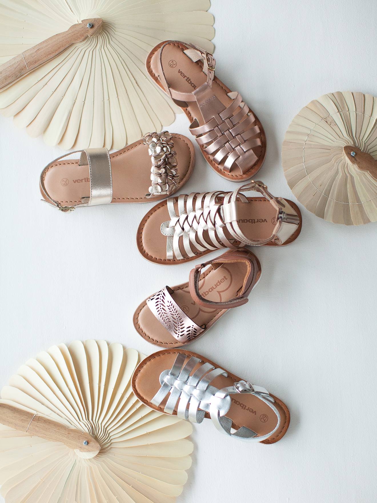 Sandales cuir fille champagne