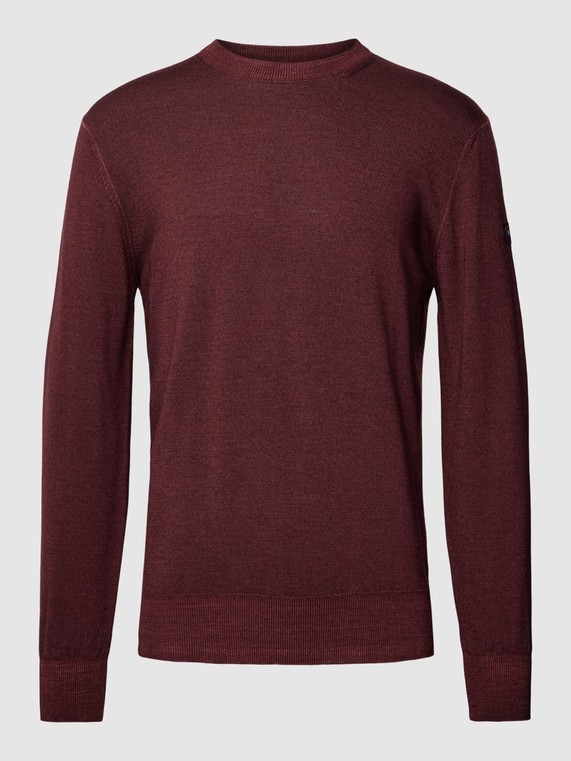 Sweatshirt aus Lanawolle mit Label-Patch in bordeaux rot