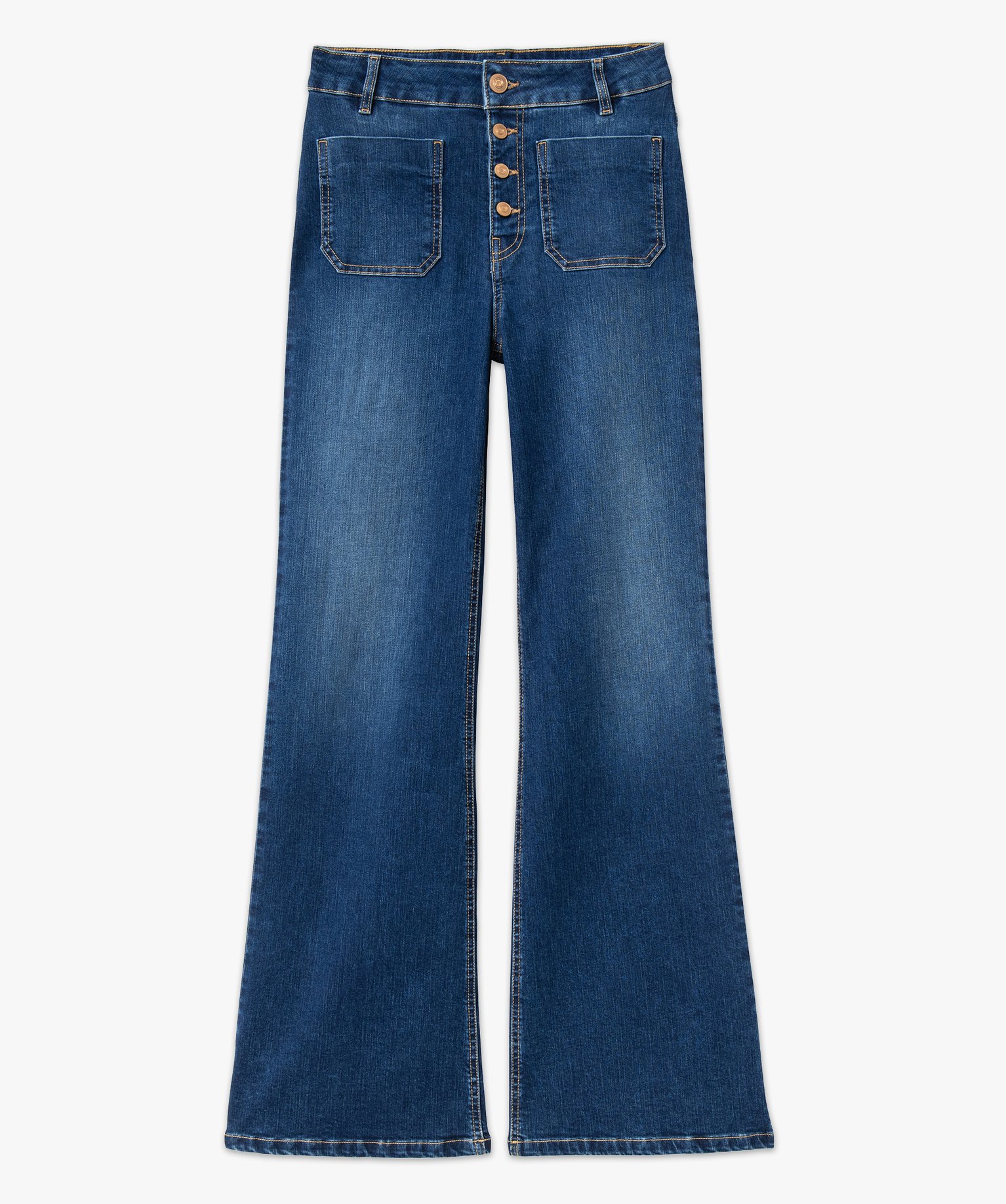 Jean flare avec braguette boutonnée femme stone | GEMO