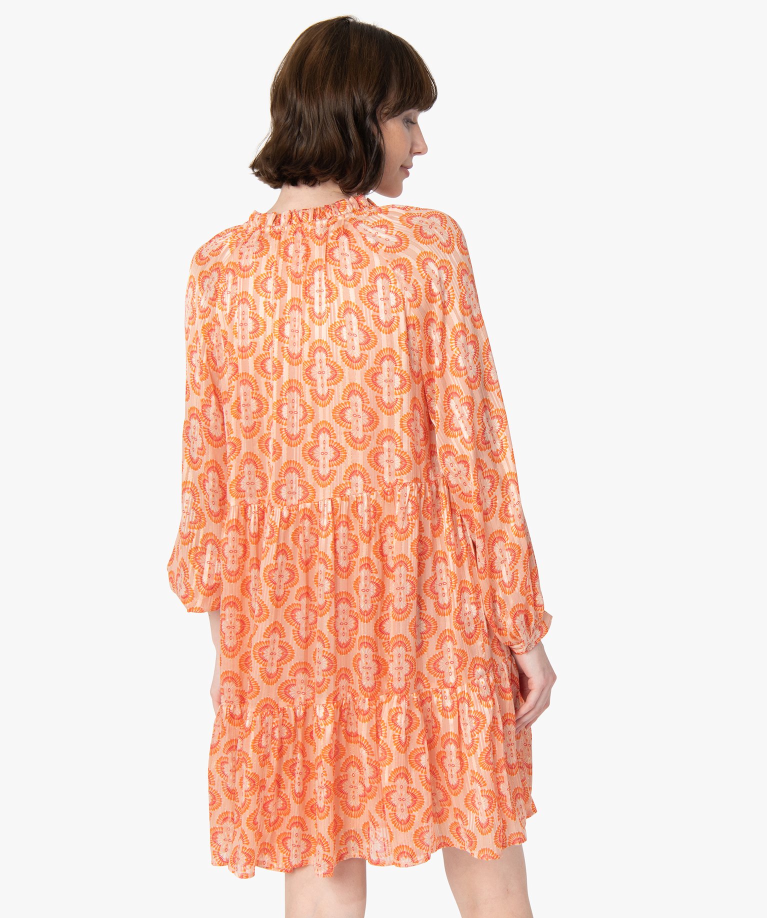 Robe femme à motifs et fines rayures pailletées imprime | GEMO