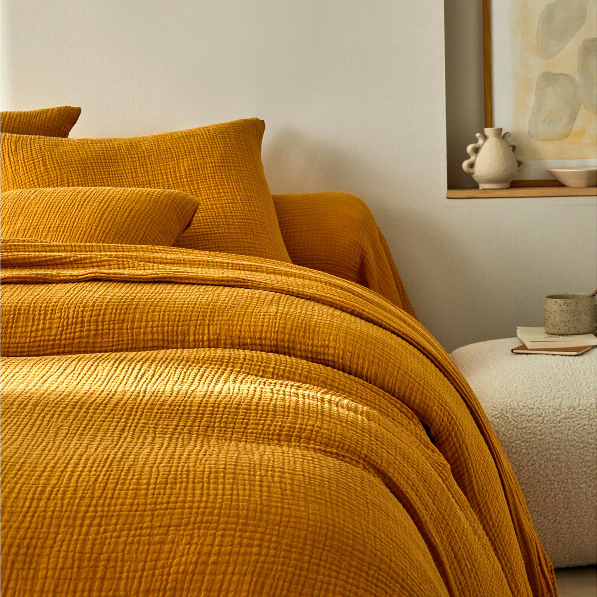 Linge de lit uni en triple gaze de coton