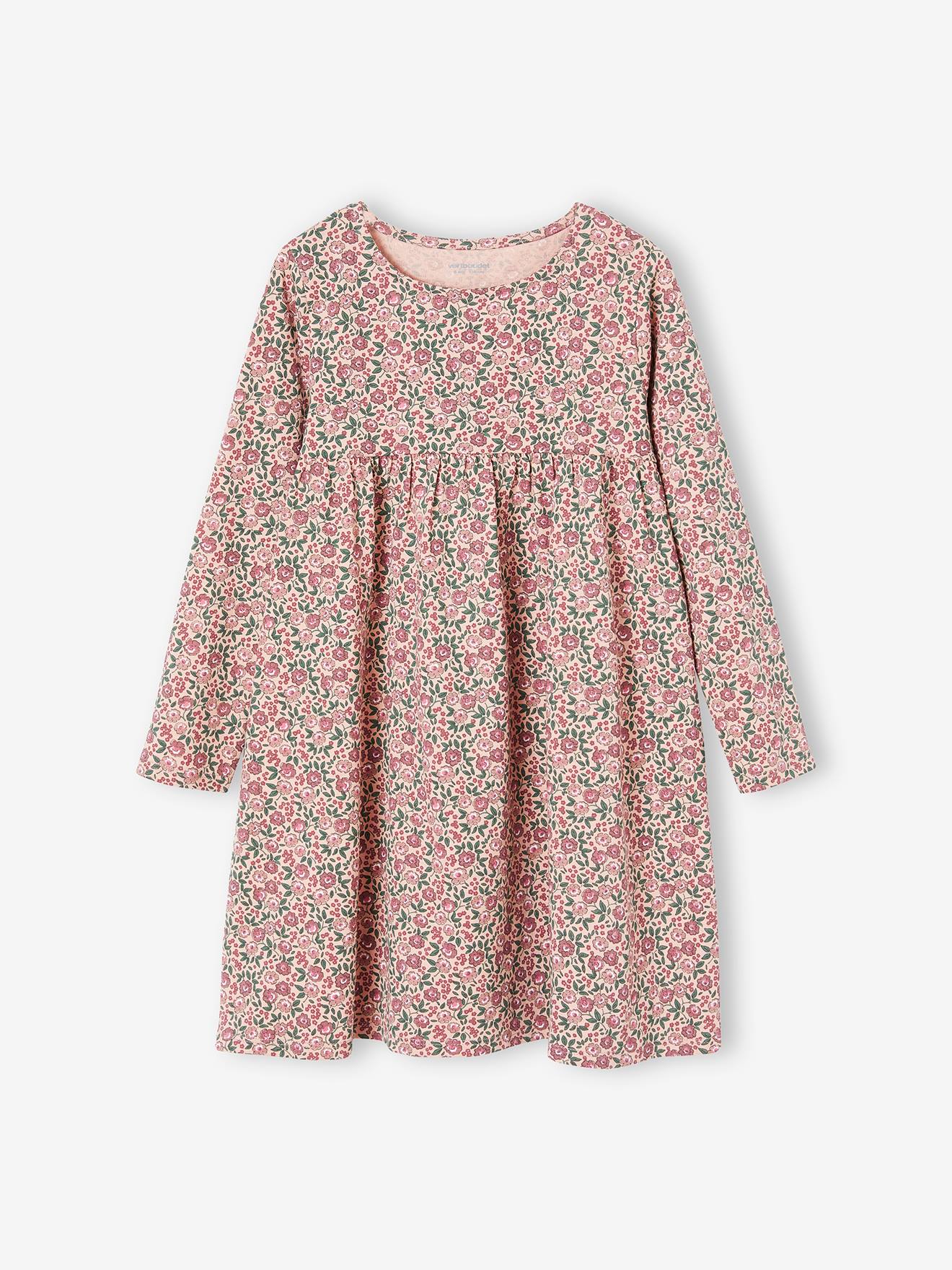Ensemble fille cardigan et robe imprimée fleurs encre imprimé