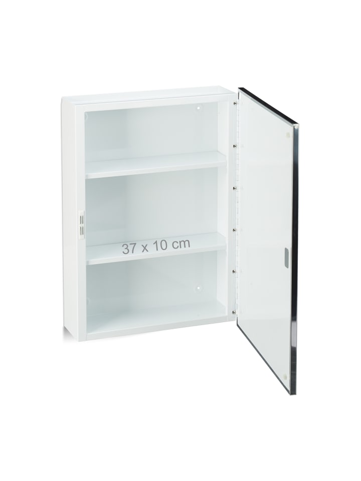 relaxdays Spiegelschrank in Weiß - (B)40,5 x (H)56 x (T)12,5 cm günstig kaufen onesize