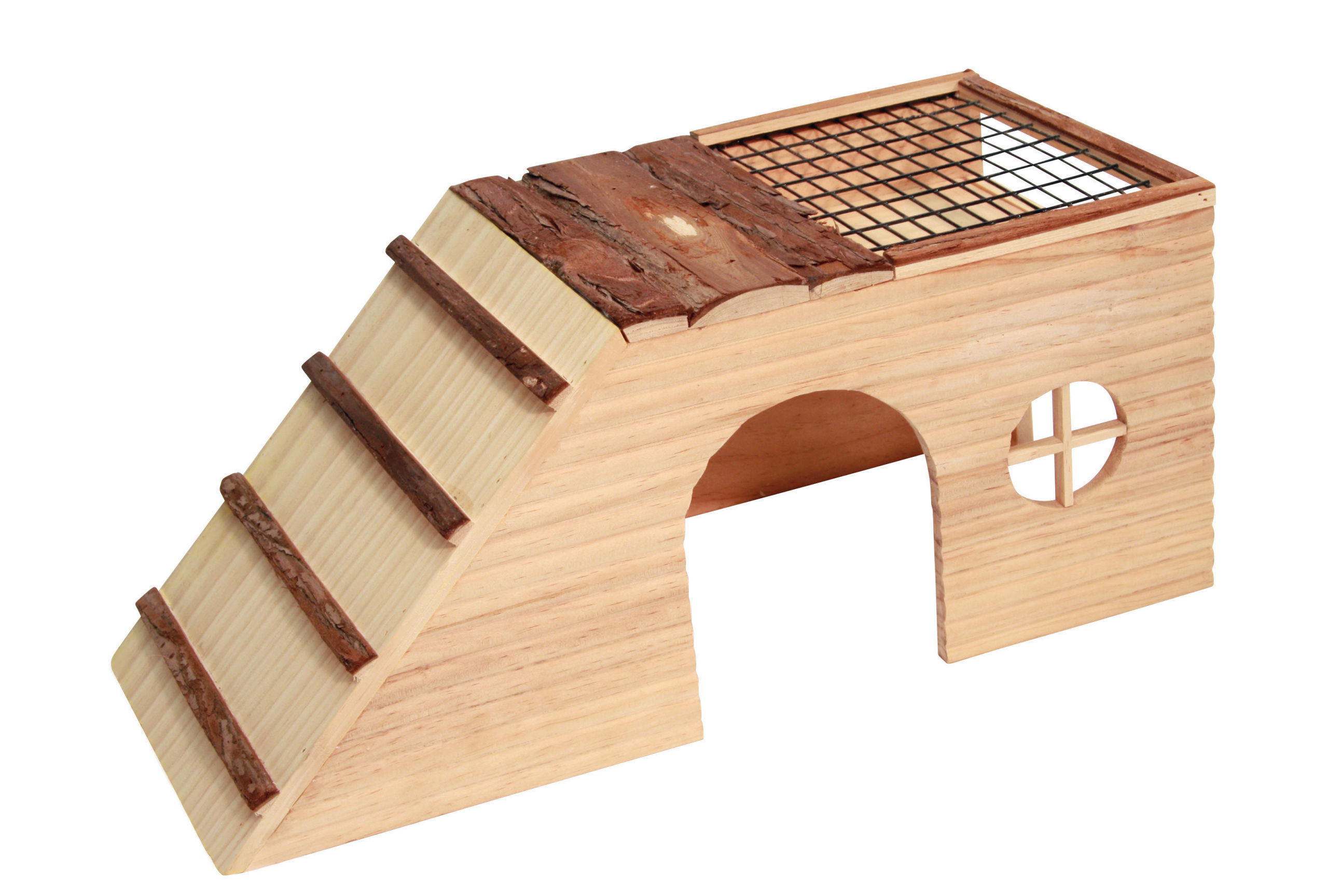 Kerbl Käfigzubehör Kerbl Pet Nagerhaus mit Rampe und Futterplatz Nature