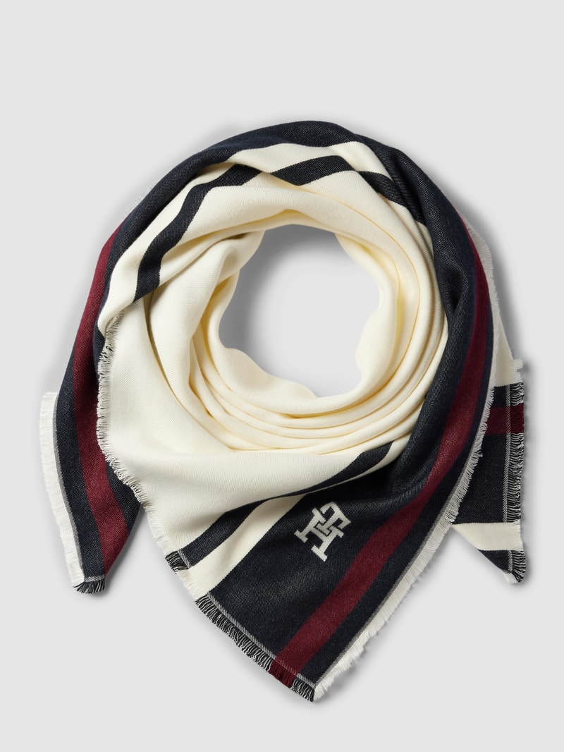 Schal mit Label-Print in ecru