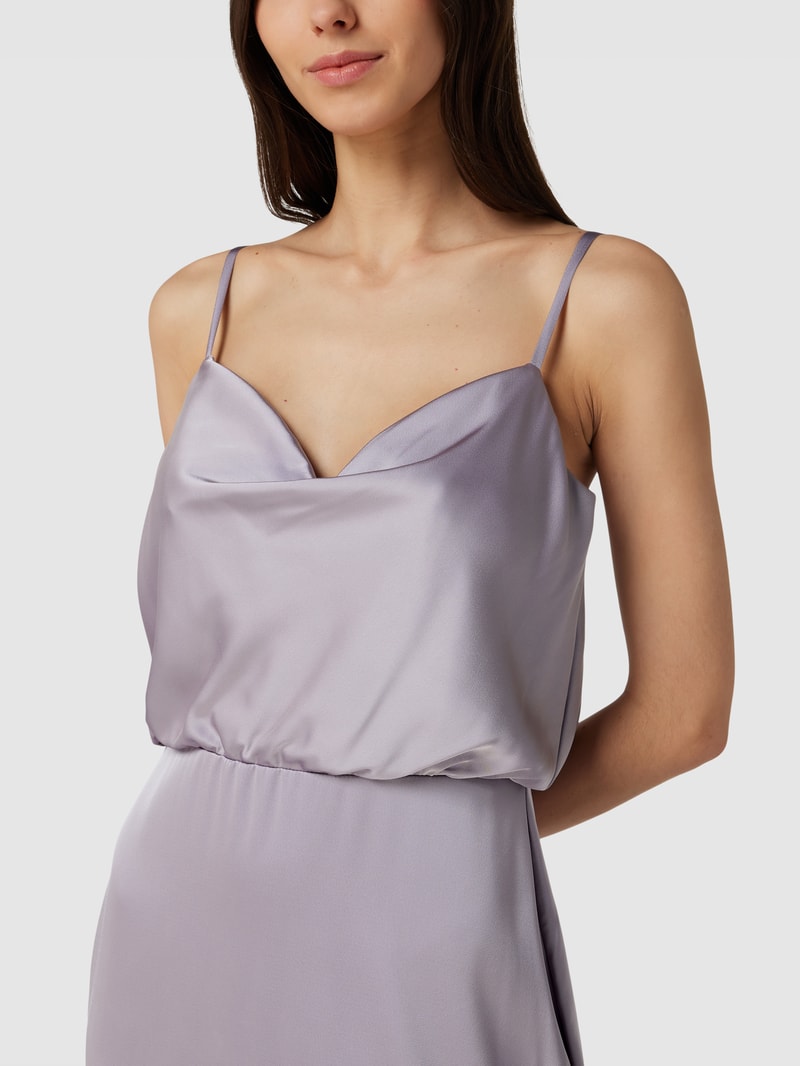 Abendkleid mit Wasserfall-Ausschnitt in flieder