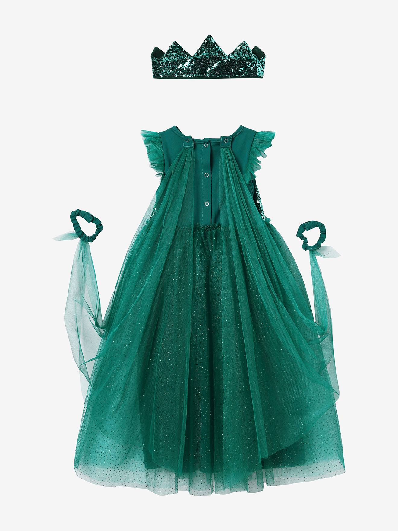 Déguisement de princesse avec voile et couronne bleu
