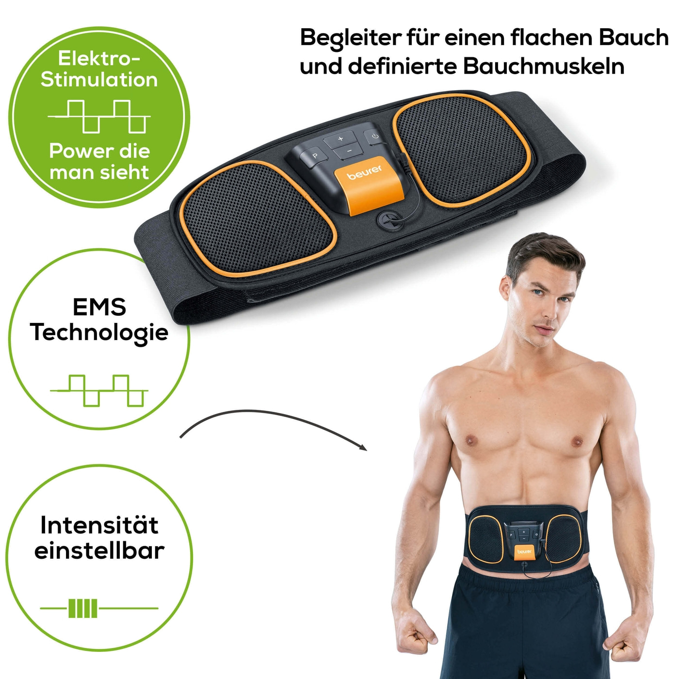 Beurer Bauchmuskel-Gürtel EM 32-EMS-Bauchmuskel-Gürtel für gezielten Muskelaufbau & Regeneration
