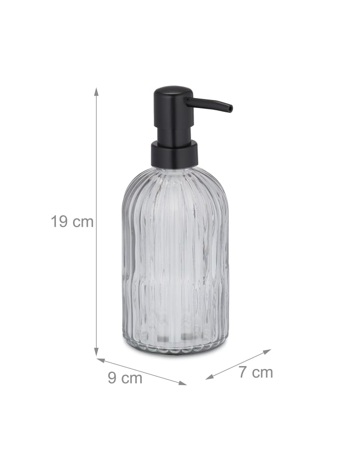 relaxdays 3 x Glas Seifenspender in Schwarz - 400 ml günstig kaufen onesize