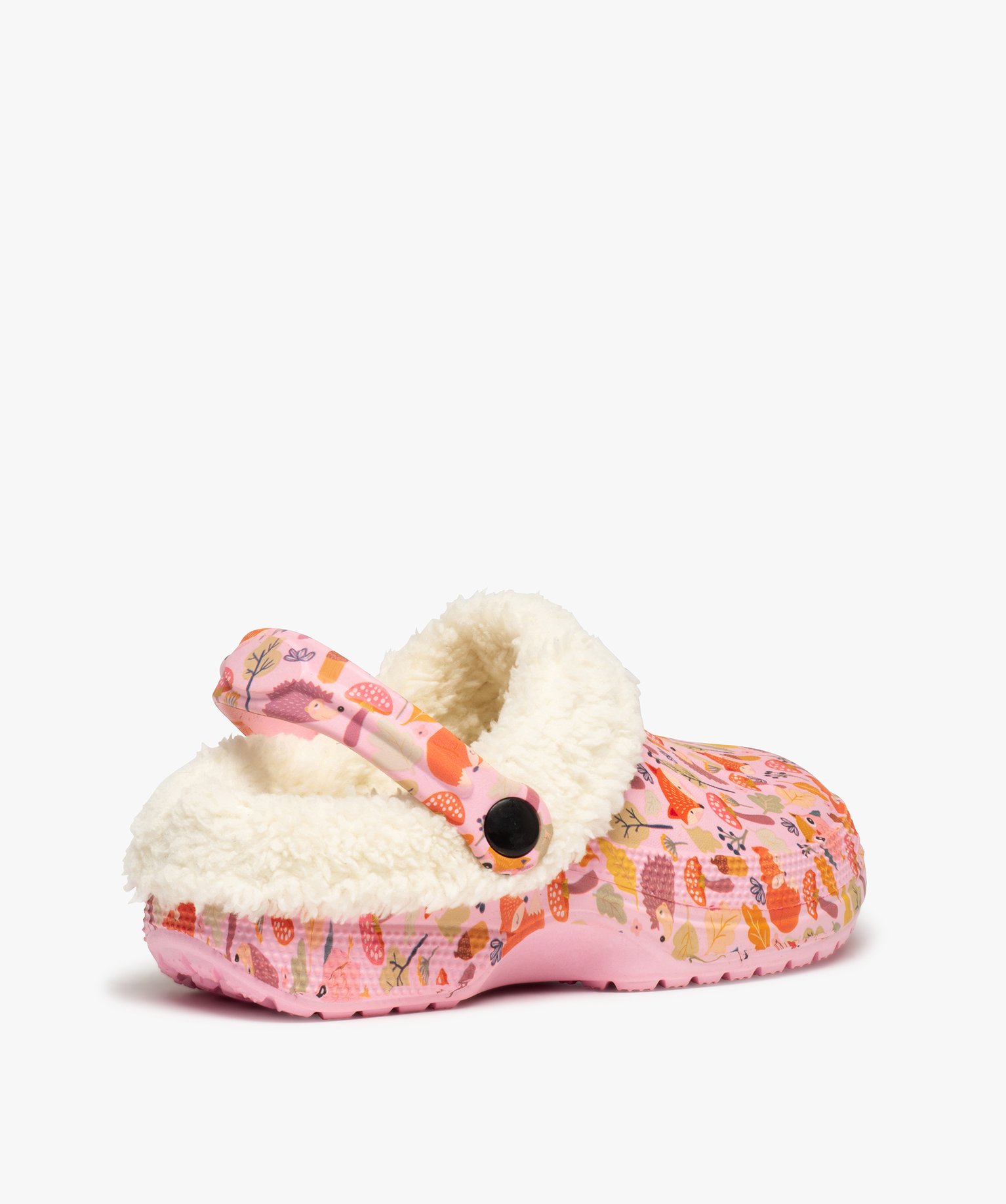 Chaussons fille sabots souples imprimés doublés sherpa rose | GEMO