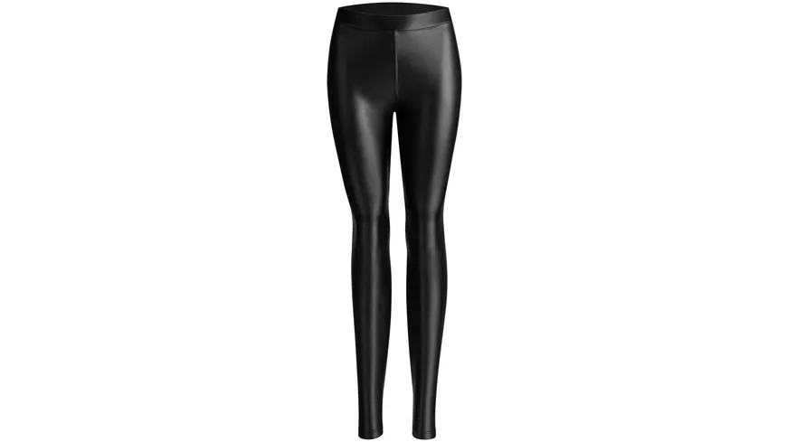 NUR DIE Damen Leggings Relax & Go Lederoptik schwarz