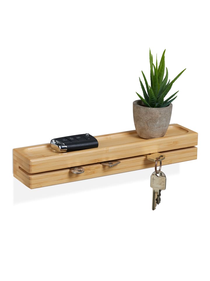 relaxdays Schlüsselbrett in Natur - (B)29,5 x (H)4,5 x (T)6 cm günstig kaufen onesize