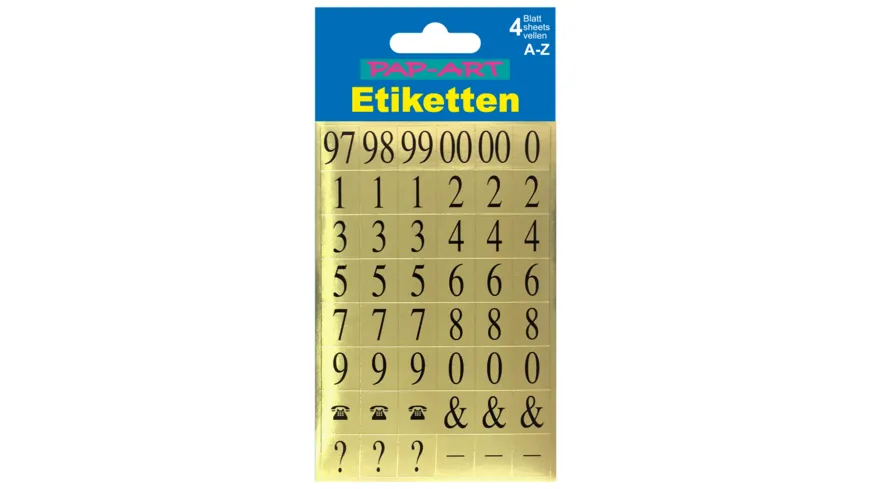 PAP-ART Zahlen-Etiketten schwarz auf gold 15mm