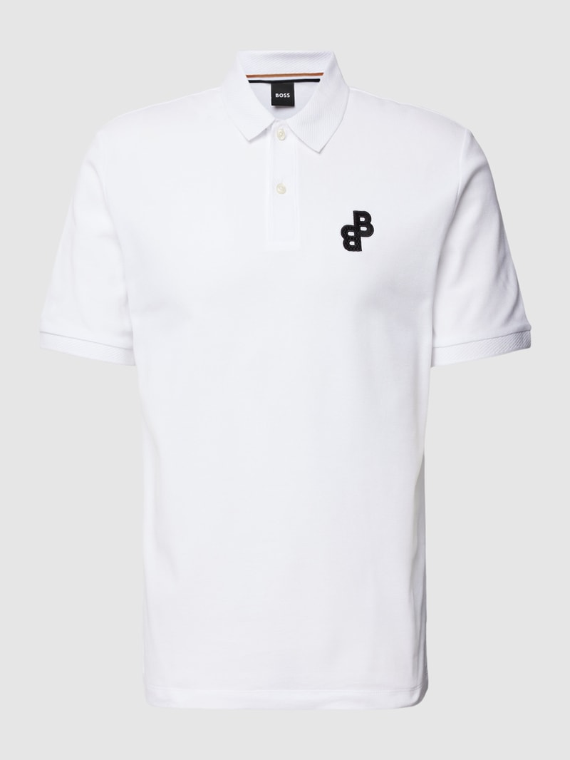 Poloshirt mit Label-Stitching Modell 'Parlay' in weiß