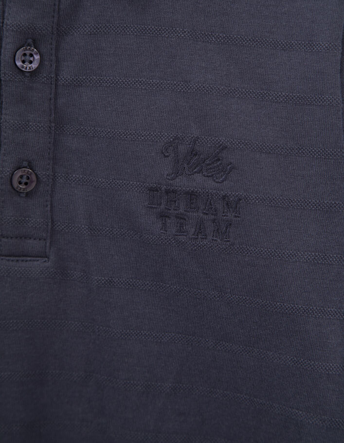 Polo marine col chemise et visuel embossé dos garçon
