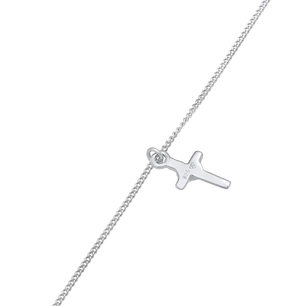 Elli Elli Collier Pendentif femme choker croix simple avec cristal en argent sterling  collier